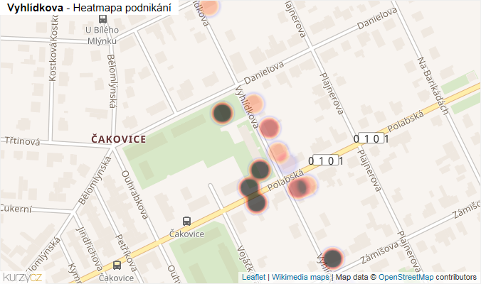 Mapa Vyhlídkova - Firmy v ulici.