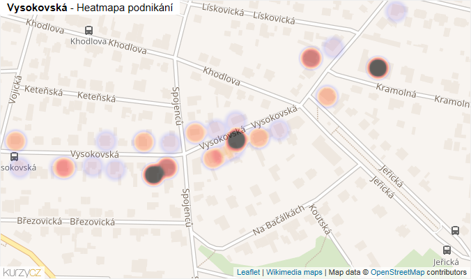 Mapa Vysokovská - Firmy v ulici.
