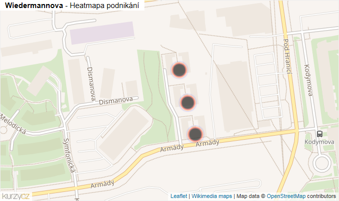 Mapa Wiedermannova - Firmy v ulici.