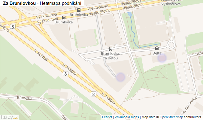 Mapa Za Brumlovkou - Firmy v ulici.