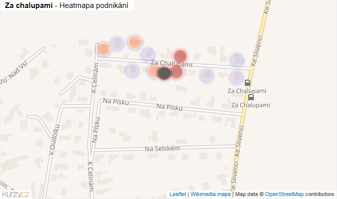 Mapa Za chalupami - Firmy v ulici.