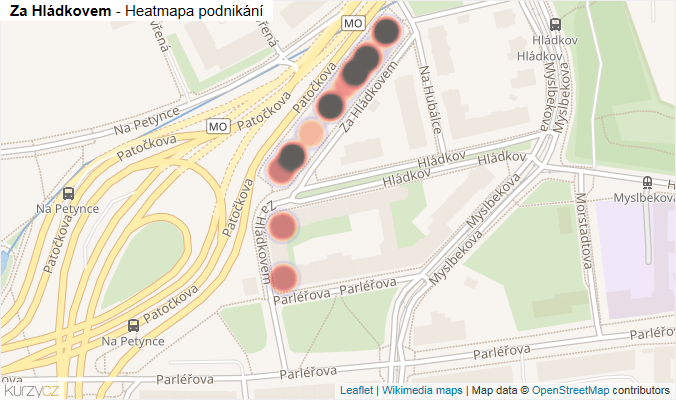 Mapa Za Hládkovem - Firmy v ulici.
