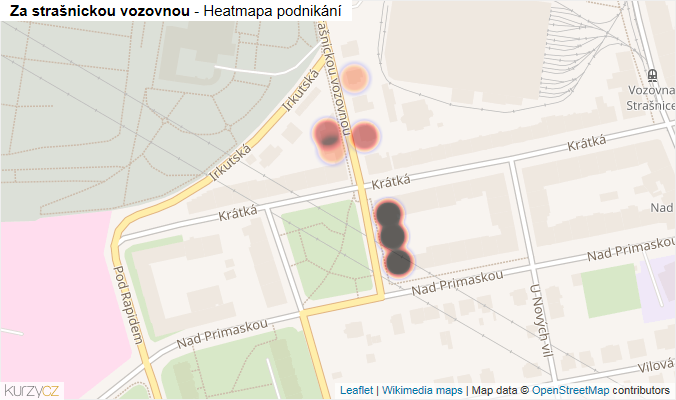 Mapa Za strašnickou vozovnou - Firmy v ulici.