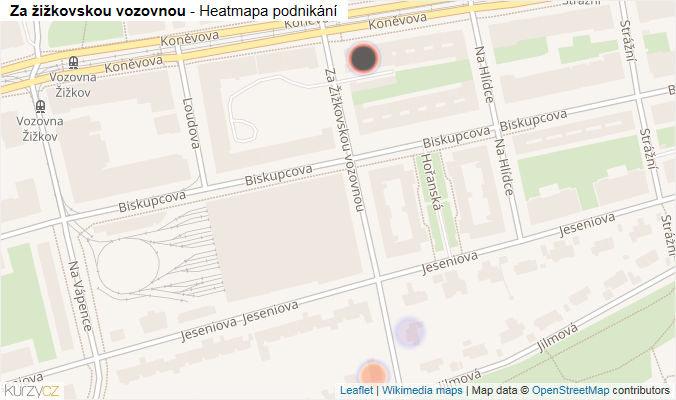 Mapa Za žižkovskou vozovnou - Firmy v ulici.