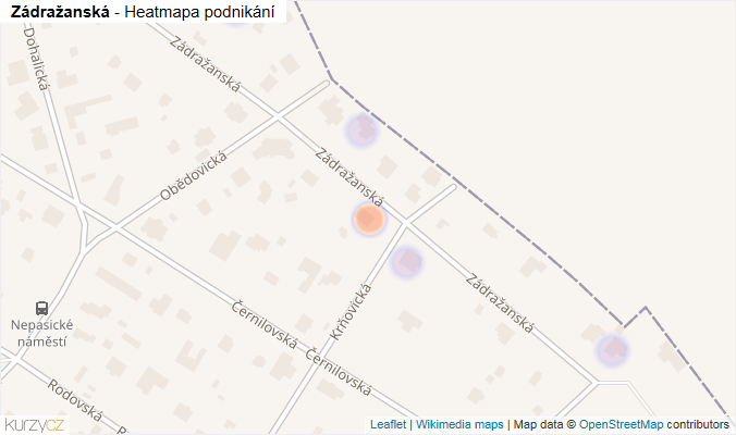 Mapa Zádražanská - Firmy v ulici.
