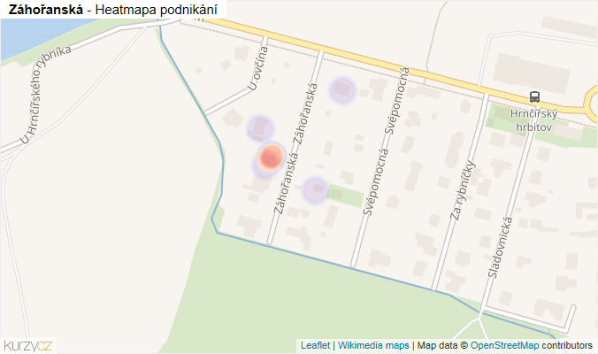 Mapa Záhořanská - Firmy v ulici.