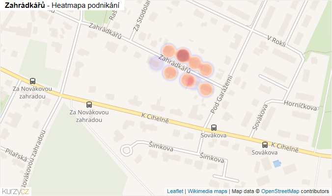 Mapa Zahrádkářů - Firmy v ulici.