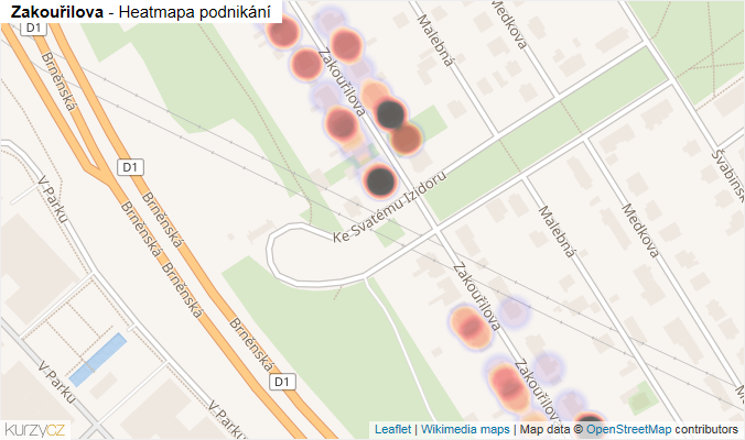 Mapa Zakouřilova - Firmy v ulici.