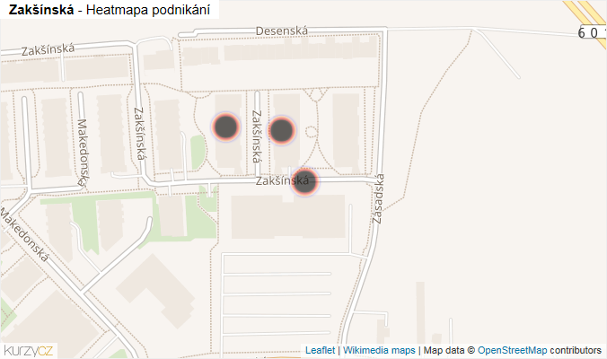 Mapa Zakšínská - Firmy v ulici.