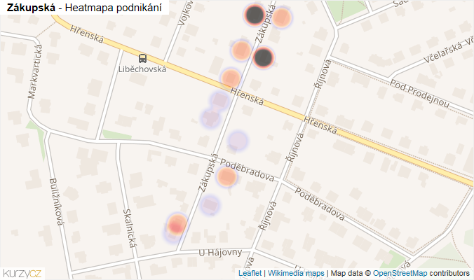 Mapa Zákupská - Firmy v ulici.