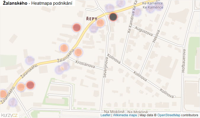 Mapa Žalanského - Firmy v ulici.