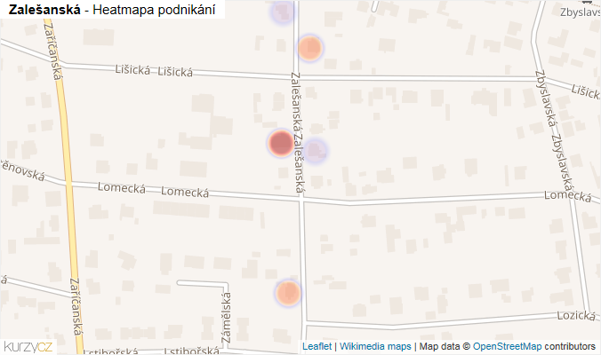 Mapa Zalešanská - Firmy v ulici.