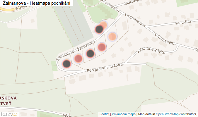 Mapa Žalmanova - Firmy v ulici.