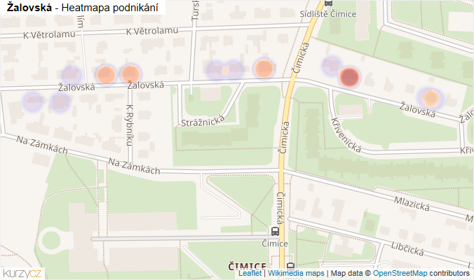 Mapa Žalovská - Firmy v ulici.