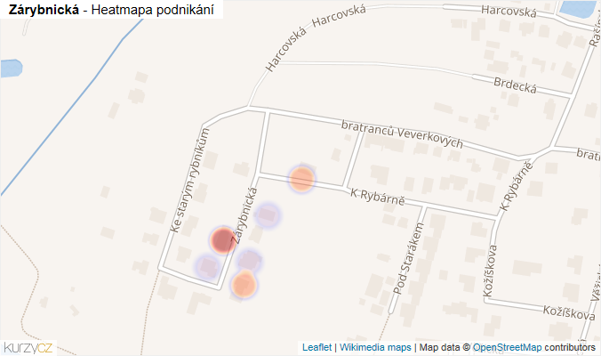 Mapa Zárybnická - Firmy v ulici.