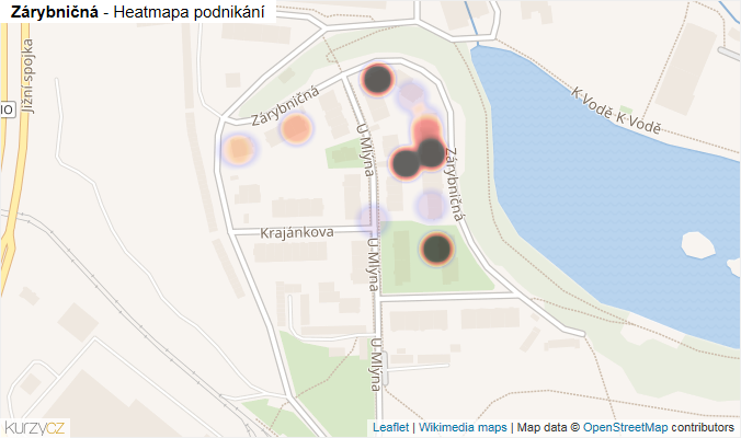 Mapa Zárybničná - Firmy v ulici.