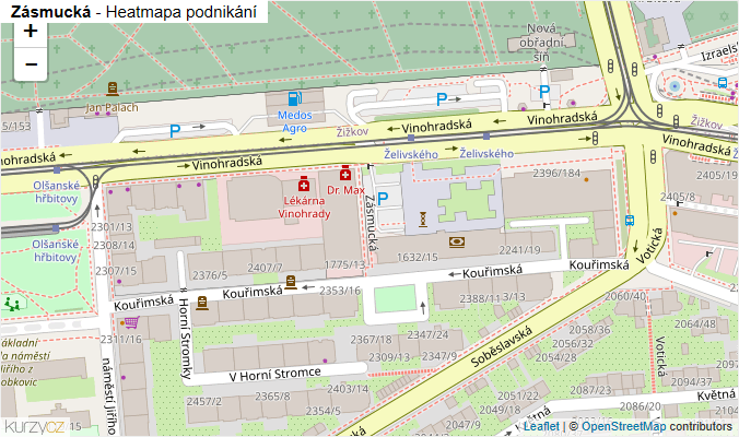 Mapa Zásmucká - Firmy v ulici.