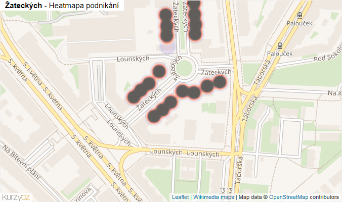 Mapa Žateckých - Firmy v ulici.
