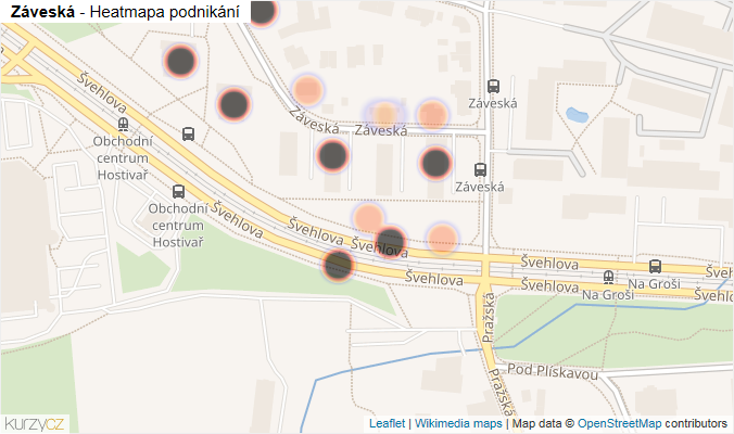 Mapa Záveská - Firmy v ulici.