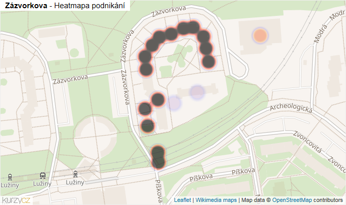 Mapa Zázvorkova - Firmy v ulici.