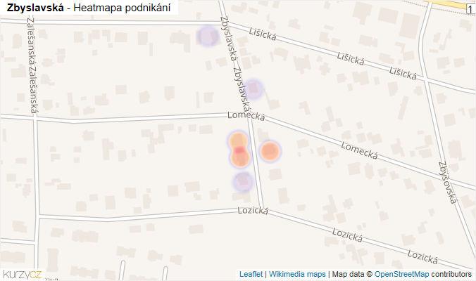 Mapa Zbyslavská - Firmy v ulici.