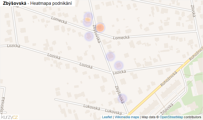 Mapa Zbýšovská - Firmy v ulici.