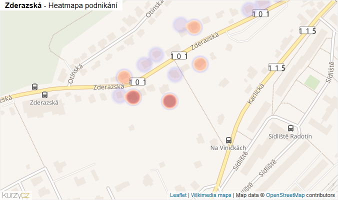 Mapa Zderazská - Firmy v ulici.
