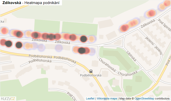 Mapa Zdíkovská - Firmy v ulici.
