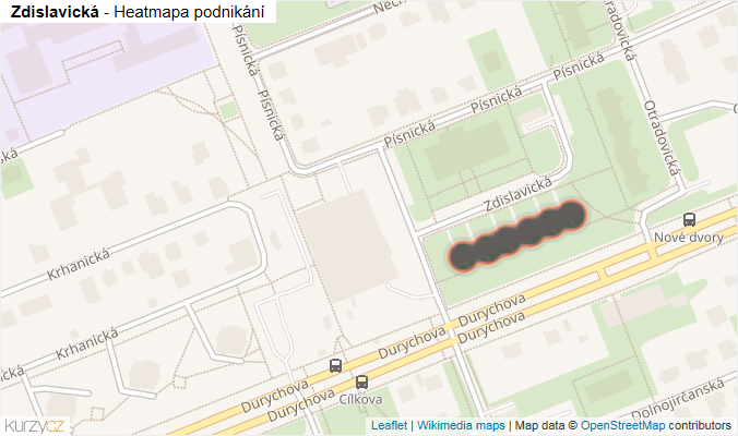 Mapa Zdislavická - Firmy v ulici.