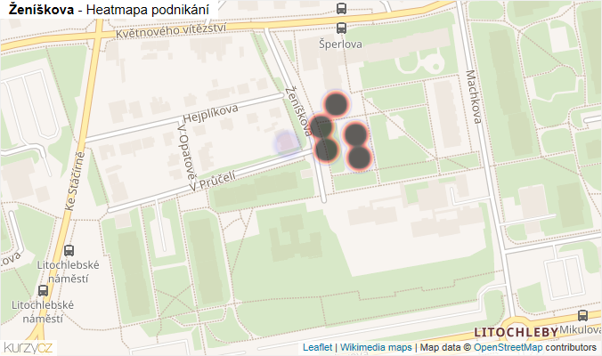 Mapa Ženíškova - Firmy v ulici.