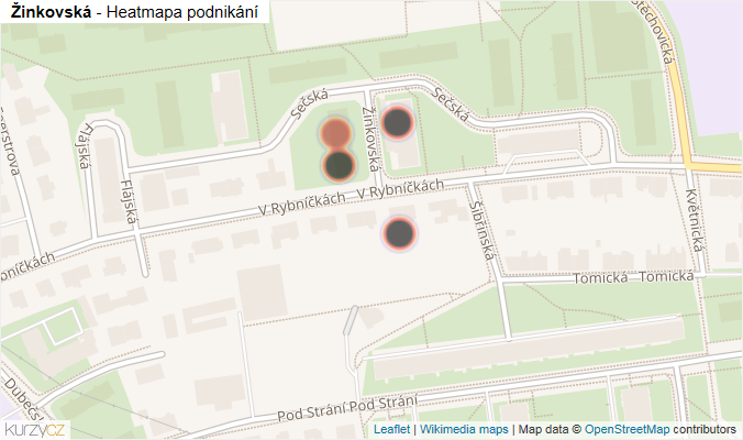 Mapa Žinkovská - Firmy v ulici.