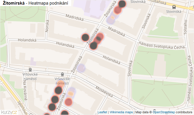 Mapa Žitomírská - Firmy v ulici.