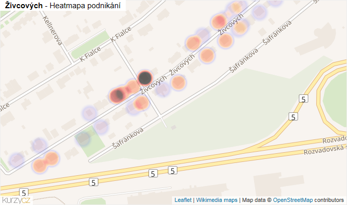 Mapa Živcových - Firmy v ulici.