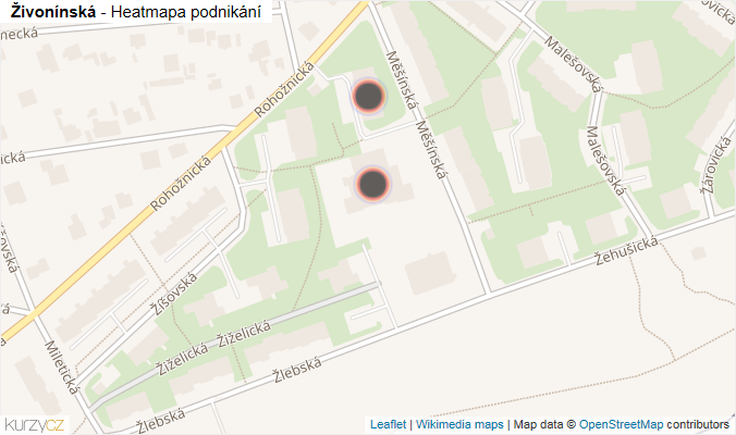 Mapa Živonínská - Firmy v ulici.