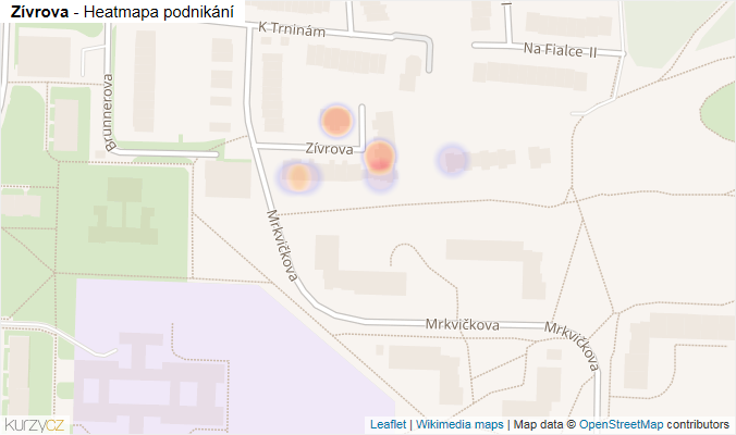 Mapa Zívrova - Firmy v ulici.
