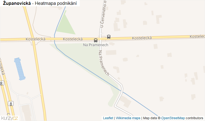 Mapa Županovická - Firmy v ulici.