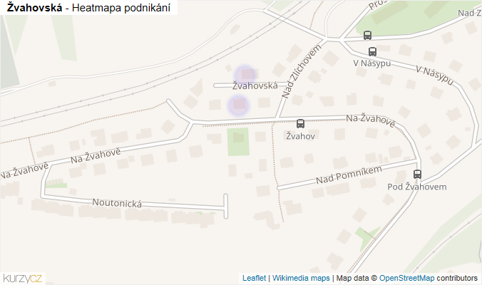 Mapa Žvahovská - Firmy v ulici.