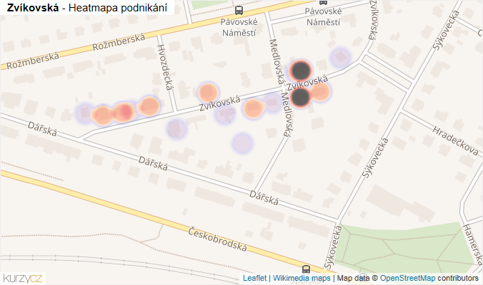 Mapa Zvíkovská - Firmy v ulici.