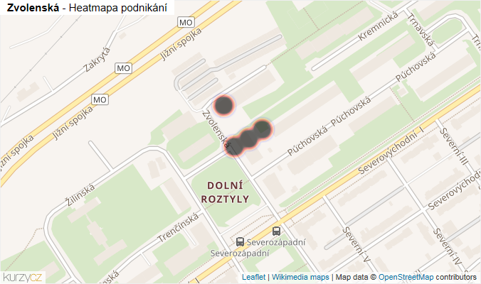 Mapa Zvolenská - Firmy v ulici.