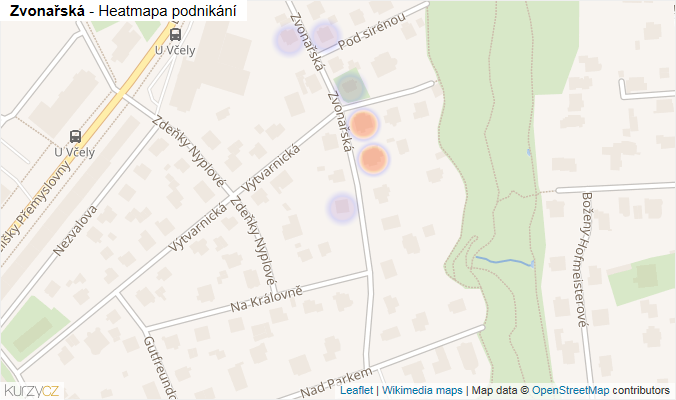 Mapa Zvonařská - Firmy v ulici.