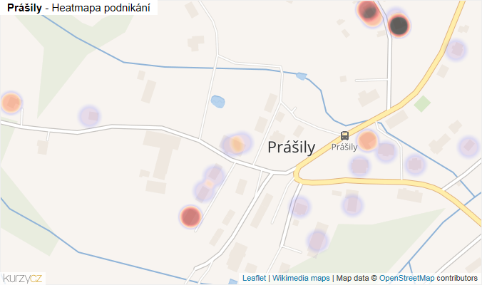 Mapa Prášily - Firmy v části obce.