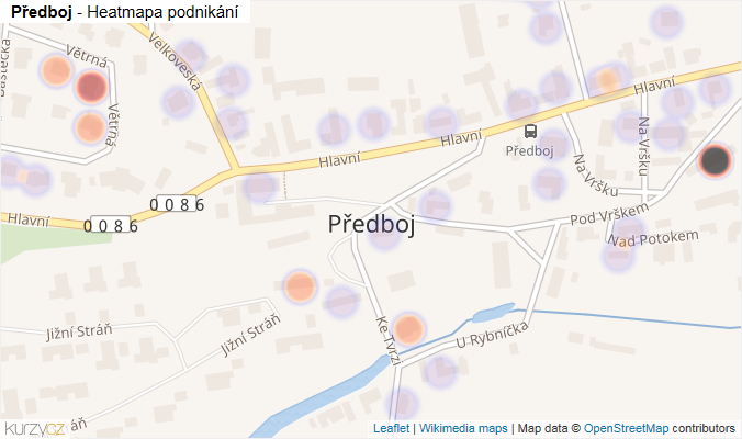 Mapa Předboj - Firmy v části obce.