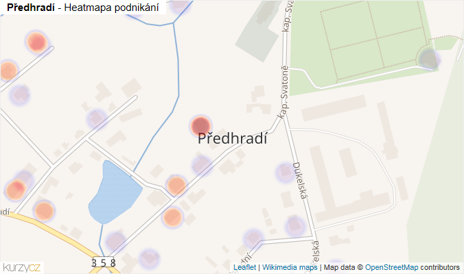 Mapa Předhradí - Firmy v části obce.