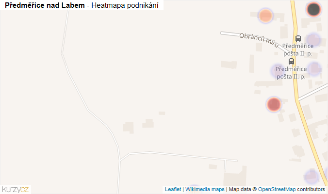 Mapa Předměřice nad Labem - Firmy v obci.