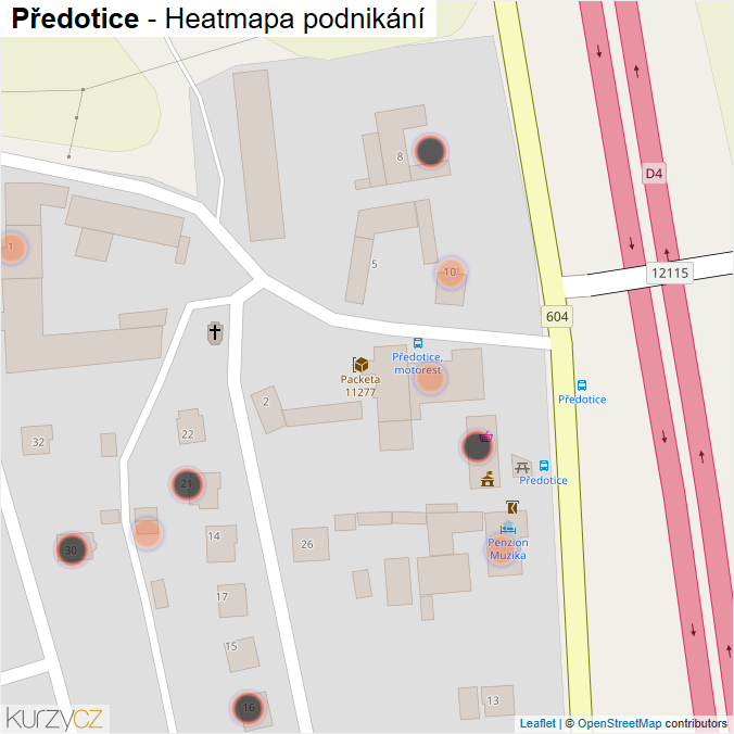 Mapa Předotice - Firmy v obci.