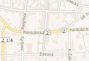 Československé armády v obci Přelouč - mapa ulice