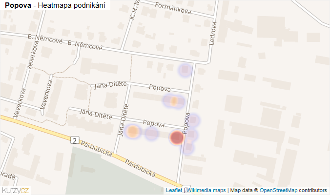 Mapa Popova - Firmy v ulici.