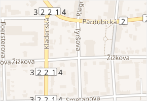 Tyršova v obci Přelouč - mapa ulice