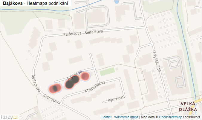 Mapa Bajákova - Firmy v ulici.