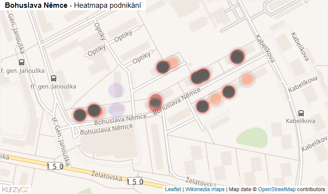 Mapa Bohuslava Němce - Firmy v ulici.